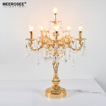 Lámpara de mesa de cristal Vintage francés de bronce de lujo, accesorio de iluminación de escritorio de Color, bombillas E14 para sala de estar, dormitorio, lámpara de mesa para Hotel 2024 - compra barato