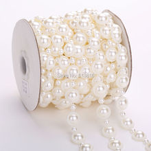 Rollo de carretes de cadena de perlas de 6mm + 14mm de diámetro, decoración para fiesta de boda, ramo de mano de novia, cadena de cuentas de perlas, 10 yardas 2024 - compra barato