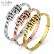 FYSARA Luxury Brand Bracelets Cubic Zirconia Bangles For Women Circle Round Crystals Paved Pulseiras Romantic Party Jewelry 2024 - buy cheap