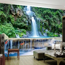 Beibehang Hd photo 3D wallpaper custom among mountain waterfall flowing water 3D landscape backdrop mural room 3D Wallpaper 2024 - buy cheap