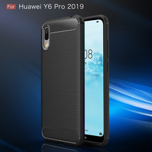 Carbon Fiber Huawei Y6 Pro 2019 Case Silicon Luxury Soft Bumper Cover Phone Case For Huawei Y6 pro 2019 Prime 2018 Case Etui 2024 - buy cheap