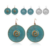 Espiral Rodada Brincos de Pingente de Bronze do vintage Vento Étnicas Brincos Aretes Brincos Eardrop Bohemian Jóias Presentes para Mulheres 2024 - compre barato