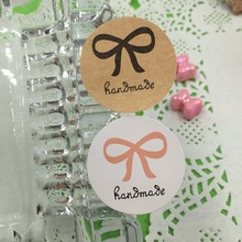 100PCS/Lot 3*3cm circular Printed above"handmade"and butterfly Festival Sticker DIY For Box/gift/envelope 2024 - buy cheap