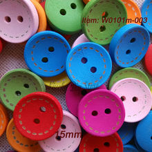 100pcs 15mm Mixed colorful lined bowl wooden buttons  2 holes 15mm wood buttons accessories for sewing and craft decoration 2024 - buy cheap