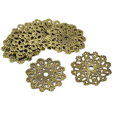 50Pcs Bronze Tone Flower Filigree Wraps Retro Classical Alloy Connectors Embelishment Jewelry Findings 4.7x4.7cm 2024 - buy cheap