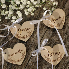 Custom engraved wood heart,Personalized Wooden Hearts,Wood Heart Tags, table name,laser cut place cards Wedding Favors 2024 - buy cheap