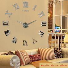 Relógio de parede 3d de quartzo, relógio para decoração de casa com adesivo 3d diy 2024 - compre barato