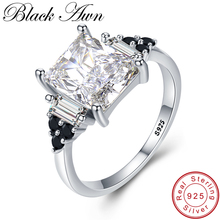 [Preto awn] anel de prata esterlina 925, anéis de dedo clássicos de noivado para mulheres, bijuterias femininas g091 2024 - compre barato