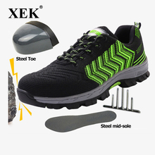 Xek sapatos casuais de trabalho para homens, sapatos com tecido respirável de malha fahion de aço para segurança do trabalho, st297 2024 - compre barato