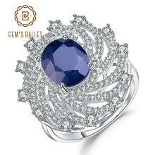Женское Винтажное кольцо из серебра 925 пробы, с натуральным голубым сапфиром 2024 - купить недорого
