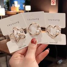 Korean Women Pearl Bobby Pins Metal Round Heart Triangle Hair Clips Sweet Barrette Hairpins Wedding Party Hair Accessories 2024 - buy cheap