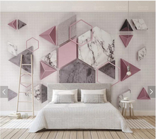 Custom 3D papel de parede, geometric polygon marble texture mural for living room bedroom sofa background home decor wallpaper 2024 - buy cheap