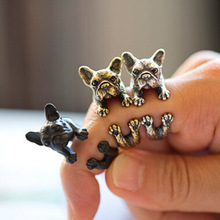 OneckOha-anillo Hippie de Bulldog Francés para hombre y mujer, joyería de moda, diseño Vintage de animales, regalo 2024 - compra barato