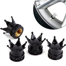 4 crown tire air valve caps black bicycle motorcycle car wheel 2024 - buy cheap