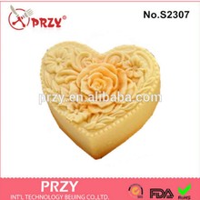 Molde de silicona para fabricación de jabón, moldes con forma de corazón, flor de Rosa, fondant hechos a mano, para boda 2024 - compra barato