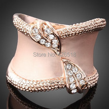 Forma de folha nova moda rosa ouro cor anéis com cristais melhor presente para festa feminino anel 2024 - compre barato