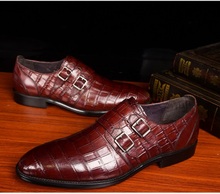 Calçados masculinos de couro legítimo, sapatos ponta fina artesanal com estampa de pedra, fivela dupla ótima, calçados masculinos para festa, casamento 2024 - compre barato