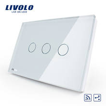 Smart livolo switch,US/AU standard,VL-C303SR-81,3-gang 2-way Remote Touch Light Switch, Crystal Glass Panel,LED indicator 2024 - buy cheap