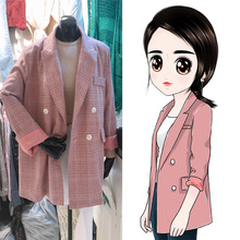 Chaqueta de manga larga para mujer, traje holgado de color rosa, de alta calidad, a la moda, con dos botones, para primavera y otoño 2024 - compra barato
