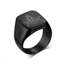 Fashion Black Men Rings Stainless Steel Masonic Rings Wholesale Quality Titanium Ring Size 8/9/10/11/12 2024 - buy cheap