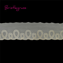 BRISTLEGRASS 1 Yard 2.75" 7cm Yellow Embroidered Embroidery Tulle Mesh Lace Trims Bridal Wedding Dress Costume DIY Sewing Crafts 2024 - buy cheap