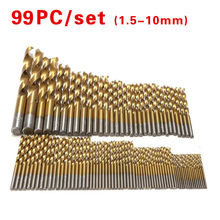 Fixmee 1.5mm - 10mm 99 Pieces/set Titanium Coated HSS High Speed Steel Twist Drill Bit Tool 2024 - buy cheap