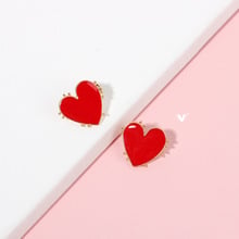 2019 Korean Style Cute Red Heart Stud Earrings for Women Gilrs Fashion Sweet Love Studs Ear Jewelry Pendientes Brincos Gifts R04 2024 - buy cheap