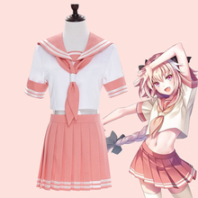 Fate grand order apocrypha cavaleiro astolfo cosplay trajes rosa jk uniforme escolar marinheiro terno topos saia outfit anime cosplay 2024 - compre barato
