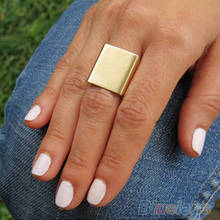 Hot 1pc Womens Mens Stylish Punk Rock Cool Simple Gold/Silver Square Ring Gift 2 Colors 7EJ4 BEFP 2024 - buy cheap