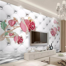 beibehang Wallpaper custom living room bedroom wallpaper mural 3d luxury pink rose soft bag jewelry TV background wall 2024 - buy cheap