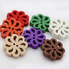 50Pcs Flower Shaped Wood Buttons Sewing Decorative Wooden Button Random Color Mixed For Clothing DIY Decoration 2024 - buy cheap