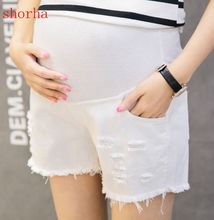 Ripped Hole White Denim Maternity Shorts Summer Hot Casual Shorts Clothes for Pregnant Women Belly Pregnancy Shorts 2024 - buy cheap