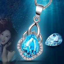 Noble Blue Crystal Pendant Necklace For Women Necklaces & Pendants Silver color Jewelry Charms Jewellery gift Wholesale 2024 - buy cheap