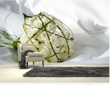 Papel de parede floral personalizado, buquê em um vestido branco, mural 3d para fotos na sala de estar, quarto, cozinha, plano de fundo 2024 - compre barato