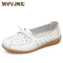 MVVJKE   2018 Summer women flats shoes women genuine leather shoes ladies Cutout Slip on ballet flats loafers ballerina flats 2024 - buy cheap