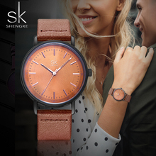 SK-reloj SHENGKE de cuero para mujer, pulsera Simple con correa de cuero, 2020 2024 - compra barato