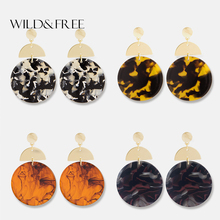 Wild&Free Bohemian Big Round Acrylic Resin Dangle Earrings Women Gold Semicircle Alloy Drop Earrings Female Statement Jewelry 2024 - buy cheap