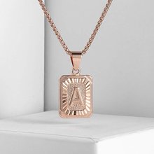 Square Initial Letter A Charm Pendant for Rose Gold Filled Womens Mens GF Necklace Box Link Stainless Steel Chain GP143 2024 - buy cheap