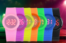 Relógio de pulso para homens e mulheres, relógio de pulso de silicone brilhante com tela sensível ao toque de led, redondo para esporte, borracha de gel de silicone 2024 - compre barato
