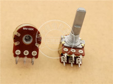 Potenciômetro de equilíbrio duplo mn100k/rotativo, 2 peças para taiwan 16-tipo com resistor do ponto médio e comprimento de 25mmf 2024 - compre barato