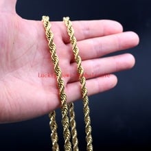 24 inch Huge 6mm/ 7mm Gold Stainless Steel Twisted singapore chain Rope Chain Link Necklaces Women Men Fashion GIfts 2024 - buy cheap