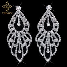 TREAZY Luxury Silver Color Rhinestone Bridal Tassel Drop Earrings Full Crystal Long Dangle Earrings Wedding Jewelry Accessories 2024 - buy cheap