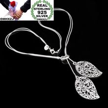 OMHXZJ Wholesale Personality Fashion OL Woman Girl Party Wedding Gift Silver Hollow Leaves 925 Sterling Silver Necklace NC08 2024 - buy cheap