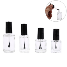 Frasco de vidro transparente para esmalte de unha, frasco vazio com uma tampa, recipientes cosméticos vazios para esmalte de unha com escova de 10ml e 15ml 2024 - compre barato