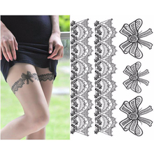 Waterproof Temporary Tattoo Sticker sexy lace flowers stocking tattoos stickers black henna flash fake tattoos for girl women 2024 - buy cheap