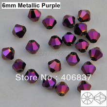 Free Shipping! 288pcs/Lot,  AAA Chinese Top Quality 6mm Metallic Purple Crystal Bicone Beads 2024 - buy cheap
