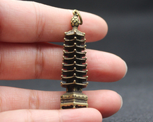 (mini) Elaborate Chinese Brass Pagoda Auspicious Statue Pendant 2024 - buy cheap