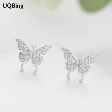 Fashion 925 Sterling Silver Full Rhinestone Crystal Butterfly Stud Earrings For Woman Jewelry Wholesale Free Shipping 2024 - buy cheap