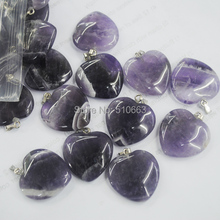 50 Piece/Lot Natural Amethystt Stone Pendant Big Heart Shape For Chain Necklace Size 20mm 2024 - buy cheap