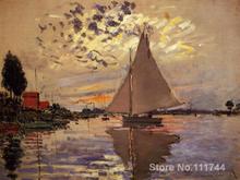 Sailboat at Le Petit Gennevilliers Claude Monet paintings Home Decor Hand painted classic art reproduction 2024 - buy cheap